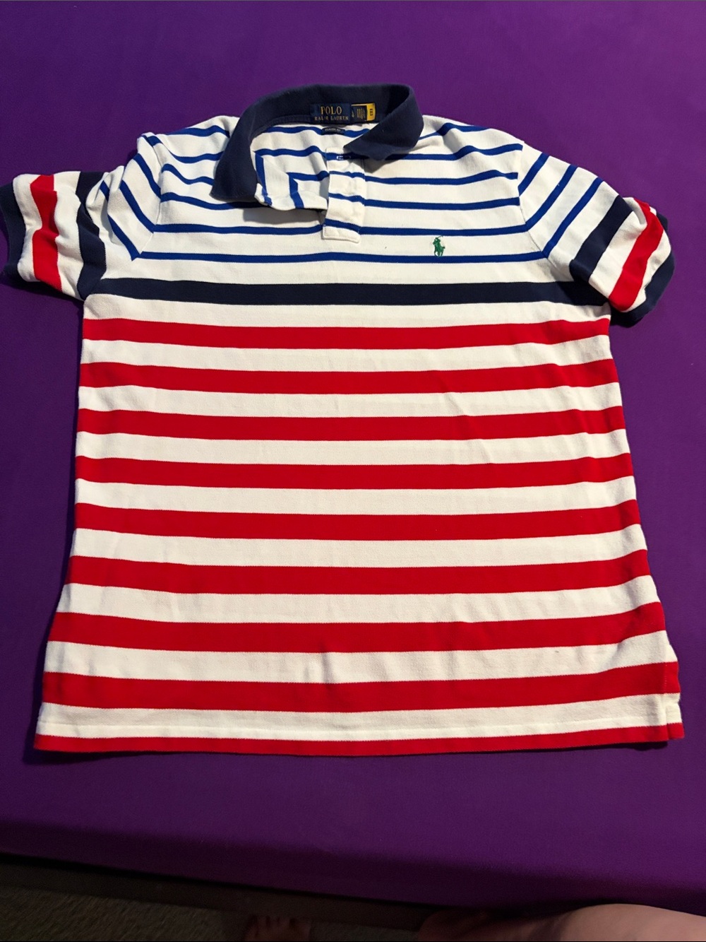 Polo by Ralph Lauren Men’s Large Red, White & Blue Striped Polo
